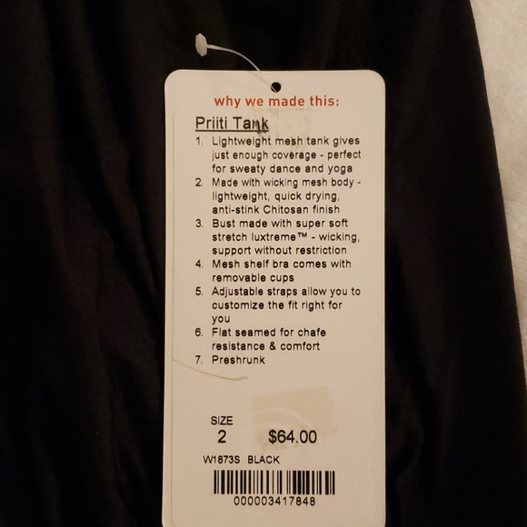 Lululemon Priiti Tank Size 2 - Picture 2 of 5